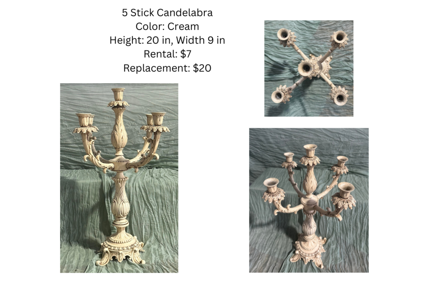 RENTAL Second 5 Stick Candelabra RENTAL