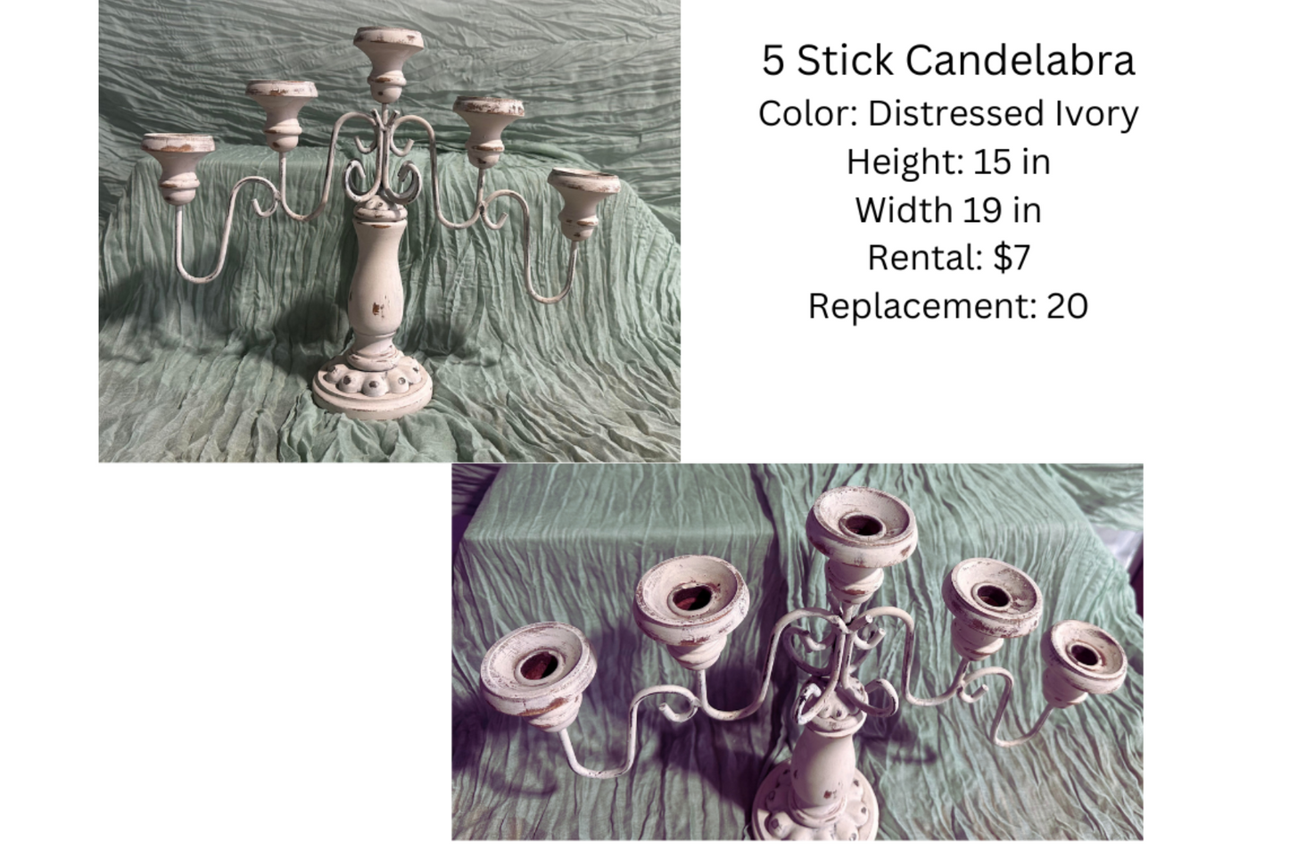 RENTAL 5 Stick Candelabra RENTAL