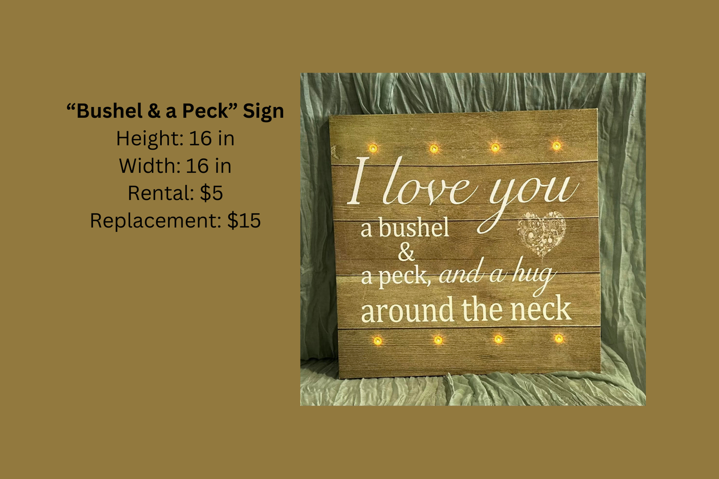Bushel and a Peck Sign