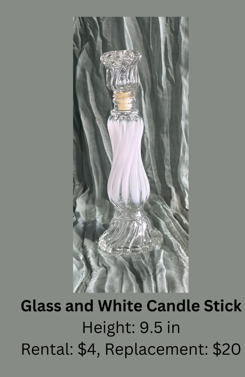 Glass and White Candlestick