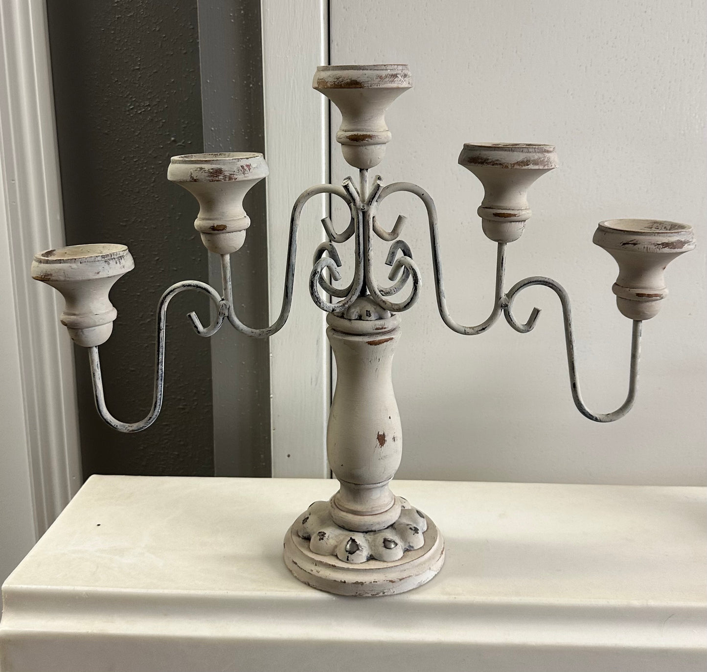 Ivory Distressed Candelabra