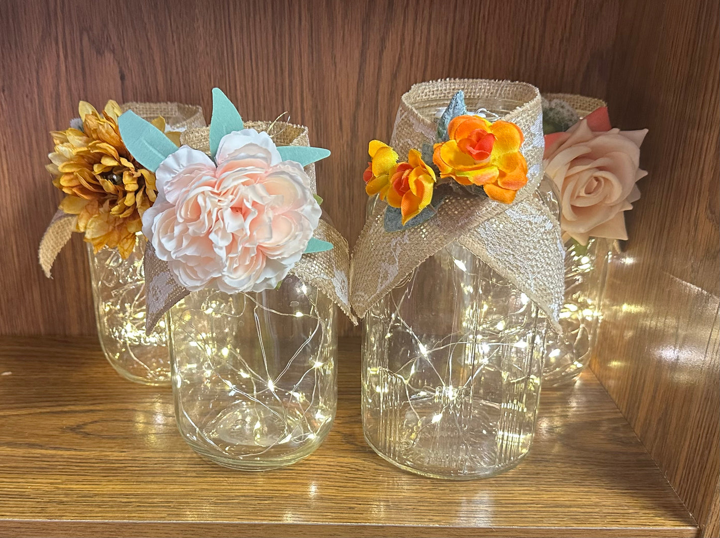 Lighted Mason Jar Centerpieces