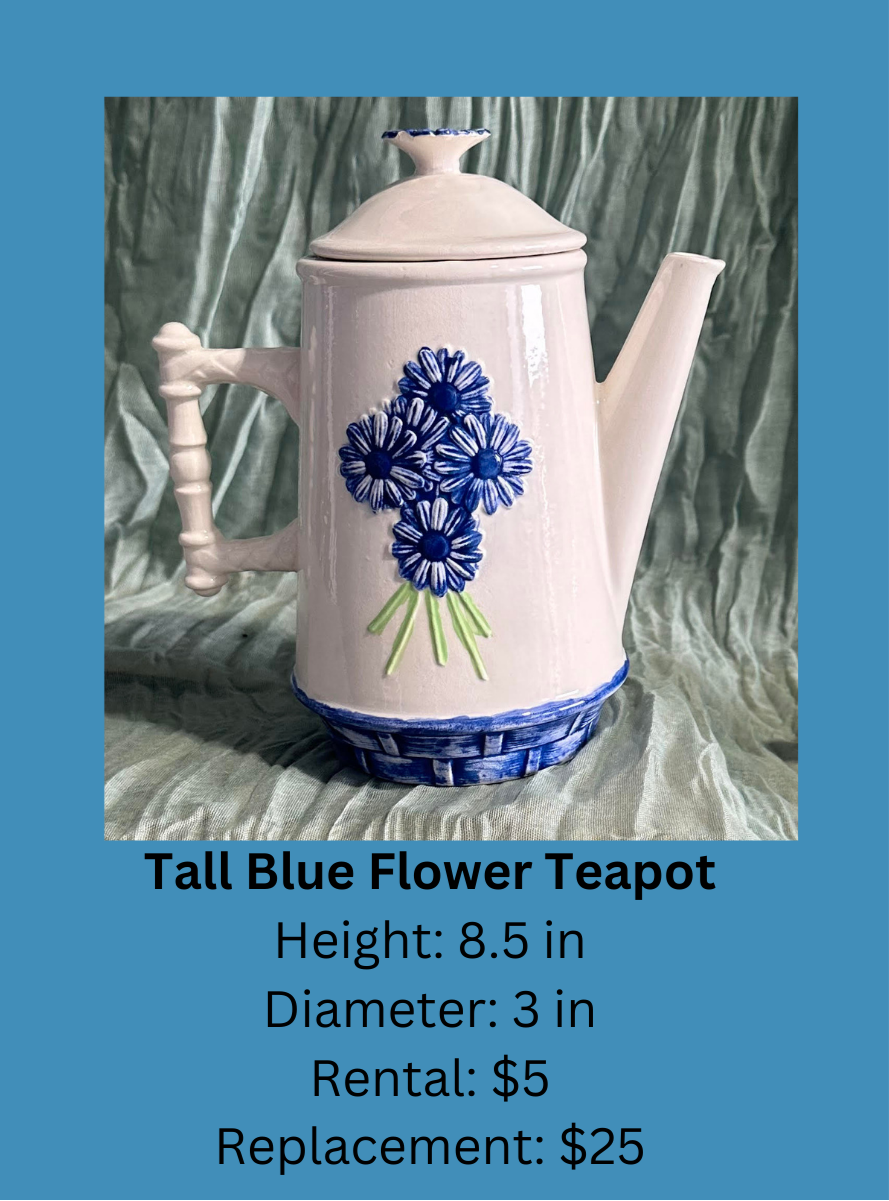 Tall Blue Flower Teapot