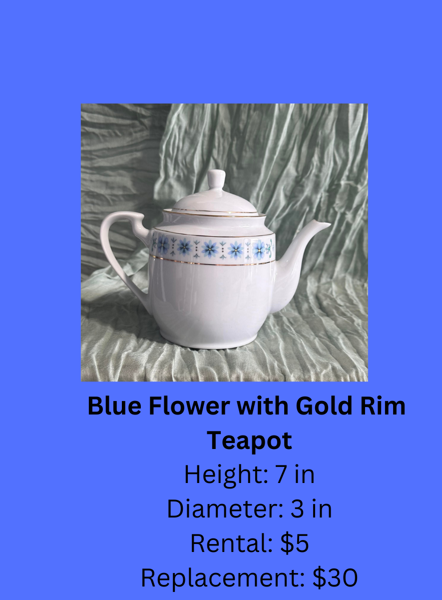 Blue Flower with Gold Rim Teapot