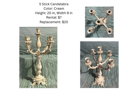 RENTAL 5 Stick Candelabra RENTAL