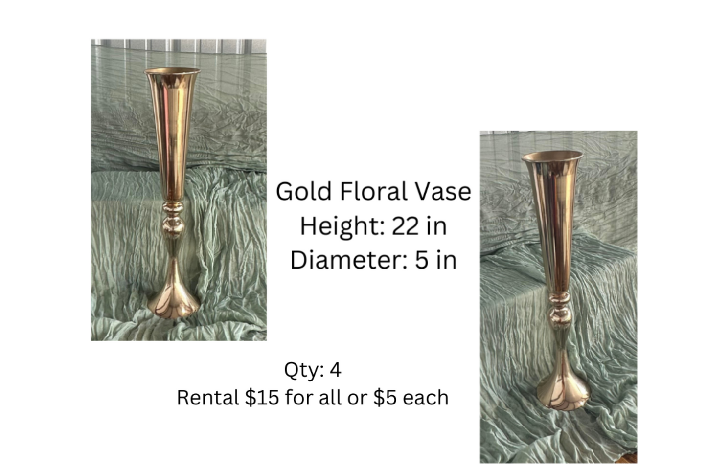 RENTAL Gold Floral Vase RENTAL