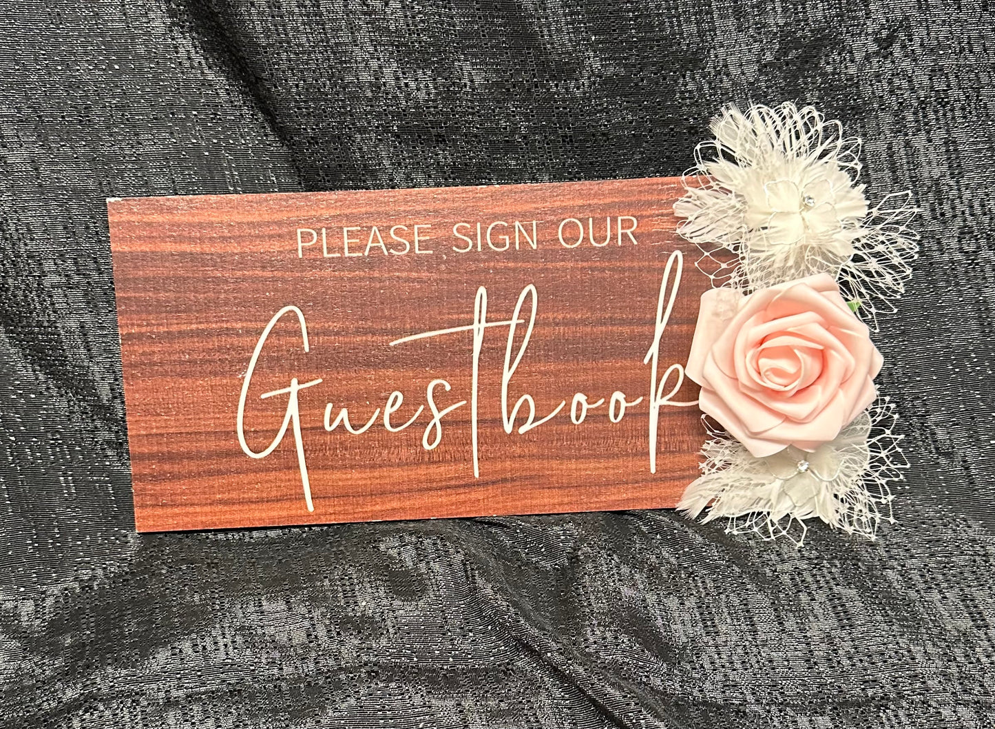 Guestbook Sign with Pink Flower