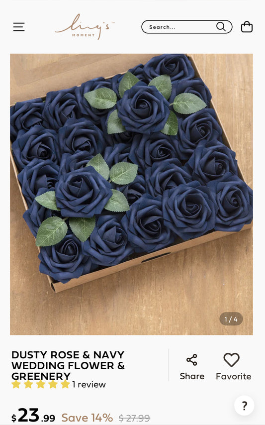 Navy Silk Flowers