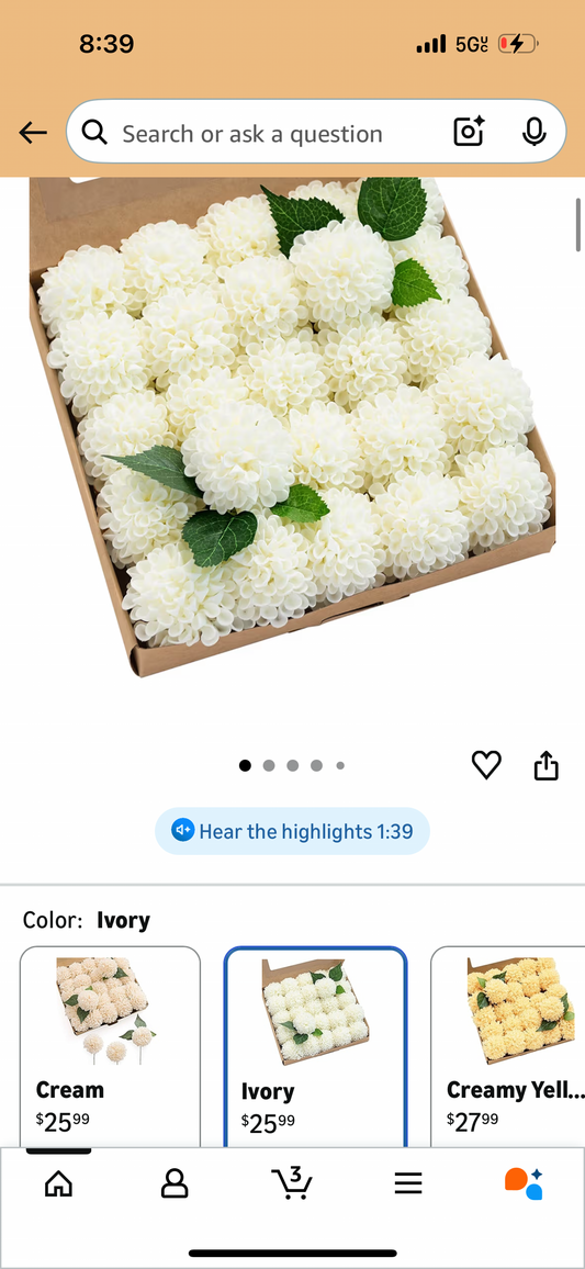 Ivory Silk Flowers
