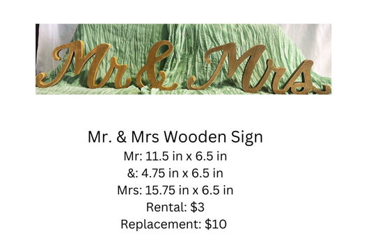 RENTAL Mr. & Mrs. Wooden Sign RENTAL