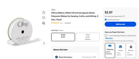 White Glitter Ribbon