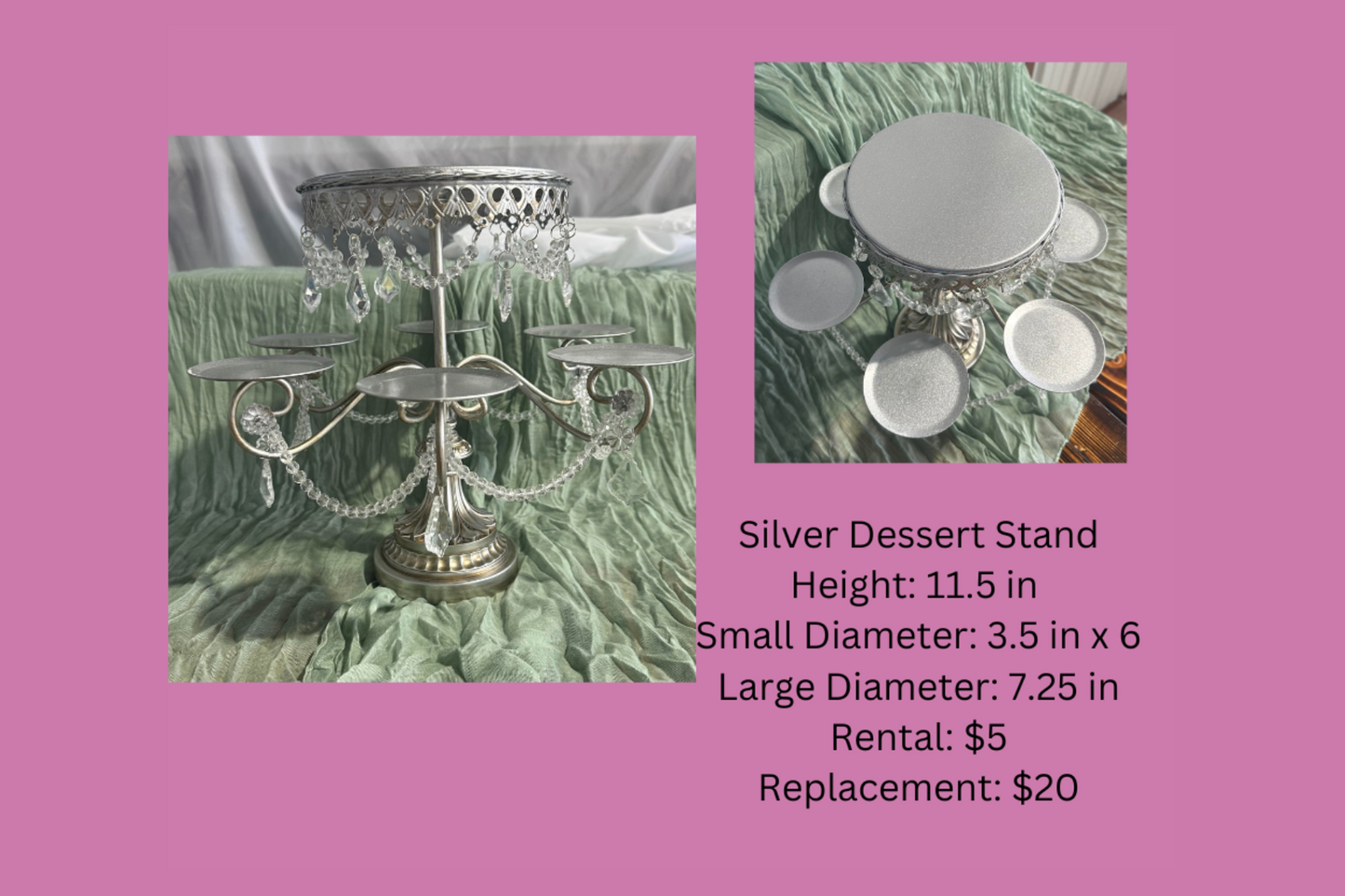 RENTAL Silver Dessert Stand RENTAL