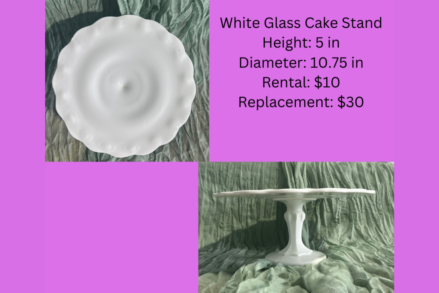 RENTAL Glass Cake Stand RENTAL