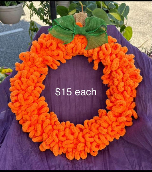 Yarn Pumpkin Wreath